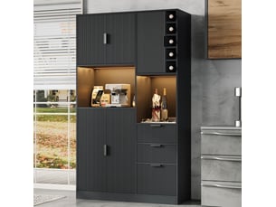 Meuble buffet rangement cuisine etagere reglable led prises mdf noir 105 x 40 x 180 homvra
