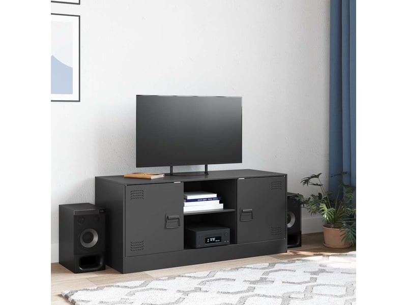  Meuble tv - banc tv - meuble de rangement noir 99x39x44 cm acier  - Conforama C