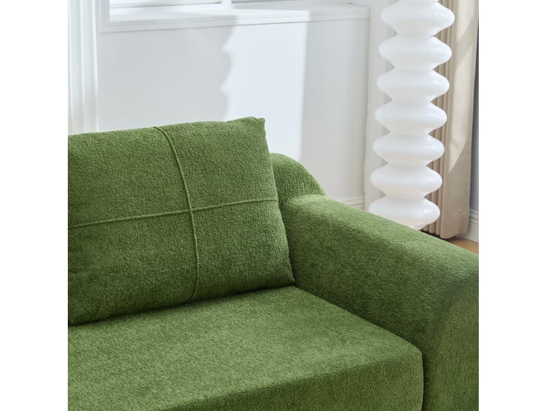 Canapé droit convertible 2 places en velours vert armée, sans montage, idéal pour petits espaces contemporains - Conforama D