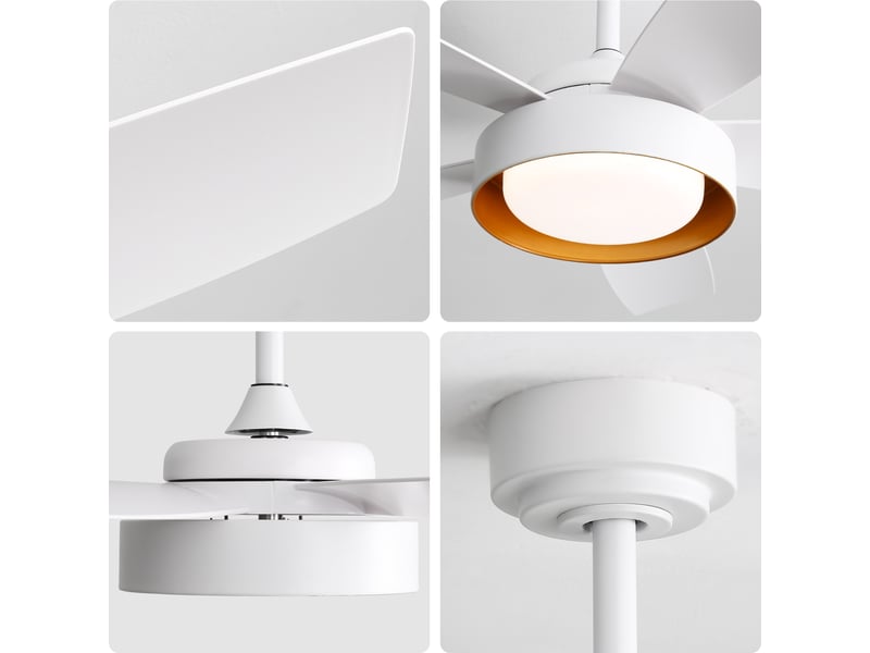  Ventilateur de plafond led 107 cm avec télécommande, moteur dc réversible silencieux, 3 températures de couleur 22w, fonction minuterie, blanc  - Conforama D