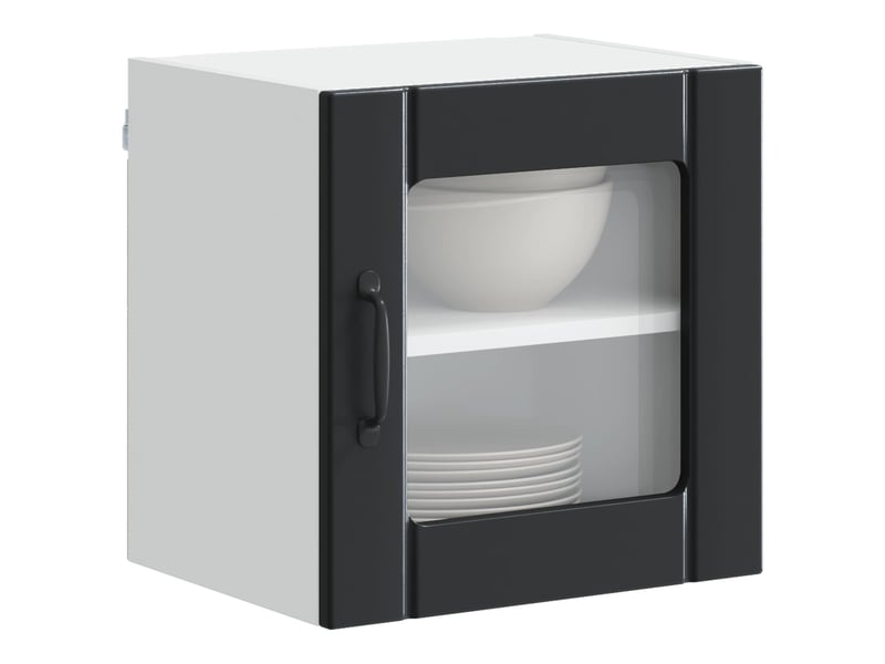  Meuble mural de cuisine, cabinet en verre mural 2 pcs noir bois d'ingénierie shl1887  - Conforama C