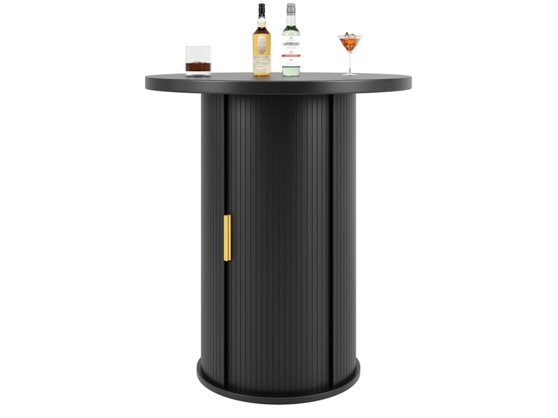Table de bar ronde avec rangement, 91,6 cm, effet bois mdf, meuble avec placard, charge 75 kg, bar & salon - Conforama D