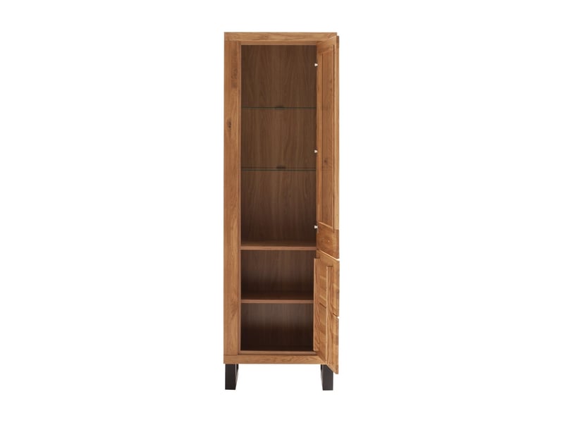  Vitrine 2 portes, ouverture à droite, coloris chêne massif huilé - longueur 63 × profondeur 40 × hauteur 199 cm  - Conforama C