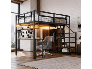 Lit mezzanine 140x200 cm <strong>MODENUIT </strong>  <strong></strong> coloris noir