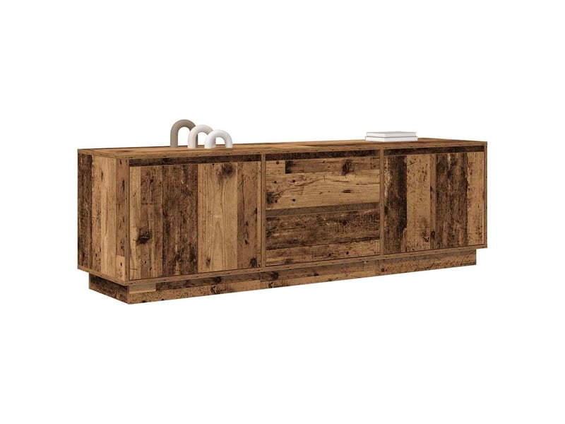  Meuble tv - banc tv - meuble de rangement avec éclairage led vieux bois 160,5x41x50 cm  - Conforama E