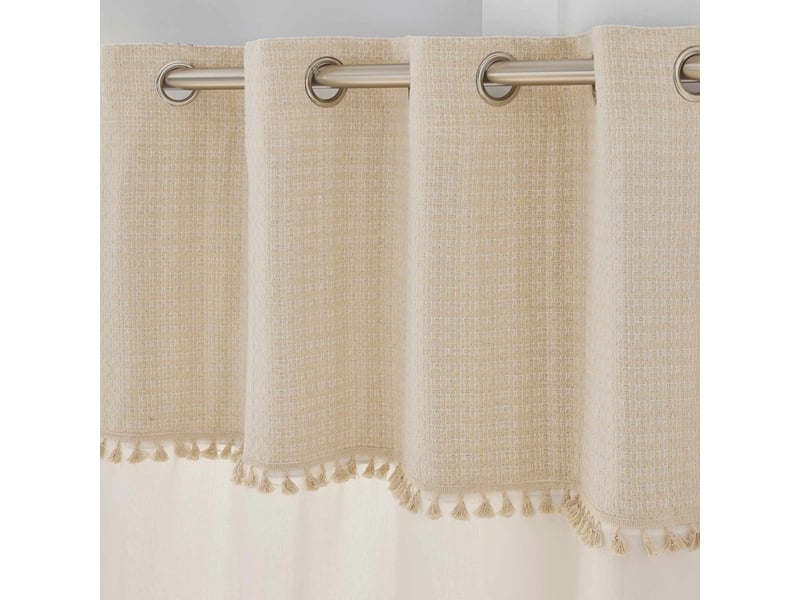  Rideau à œillets à pompons brio 140x240cm naturel  - Conforama B