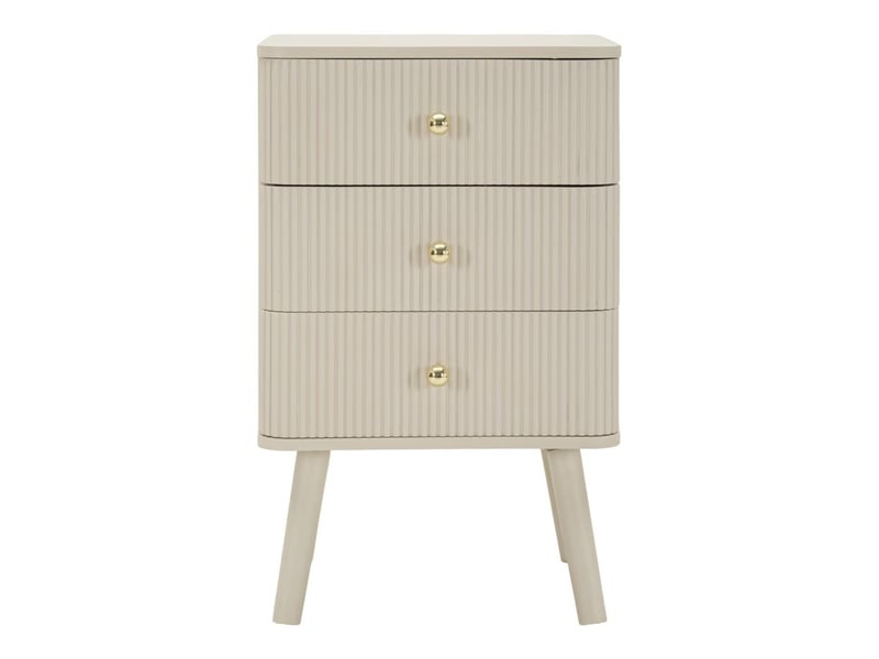  Table de chevet 3 tiroirs shy en bois blanc et détails or  - Conforama B