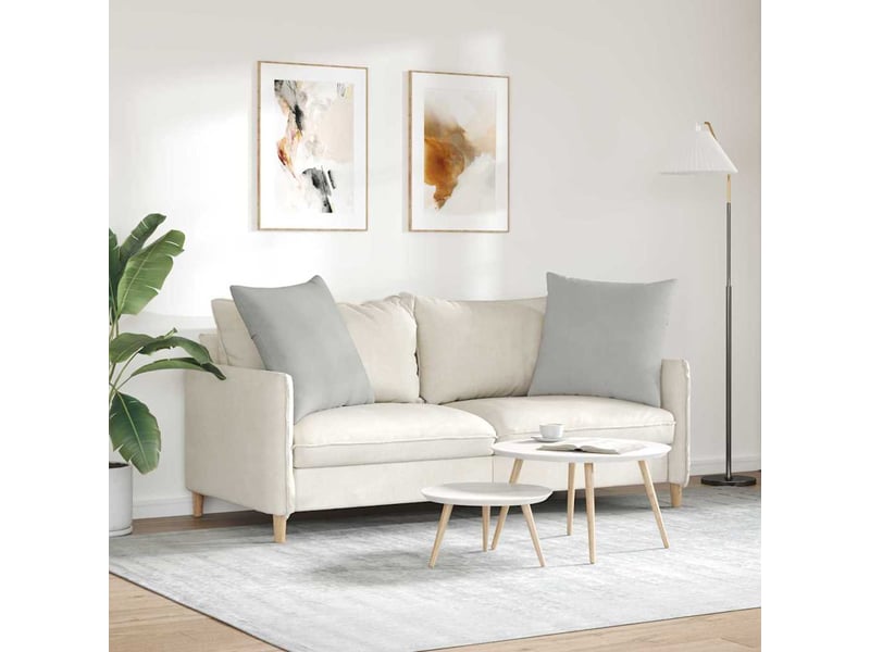  Lot de 2 coussins de canapé, coussins décoratifs tissu gris clair 80 x 80 cm cf58851  - Conforama D