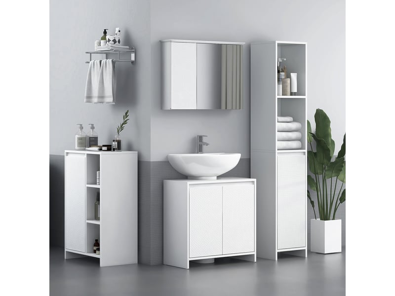 Meuble sous-évier moderne avec étagère, système anti-basculement, charge maximale 40 kg, 60 x 30 x 60 cm, blanc  - Conforama C