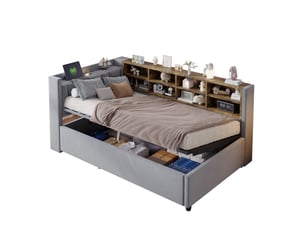 Lit banquette 90x200 cm <strong>MODERNLUXE</strong> <strong></strong> coloris gris
