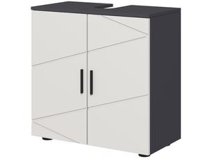 Meuble sous-vasque 2 portes en panneau de particules gris clair 60 x 30 x 60 cm