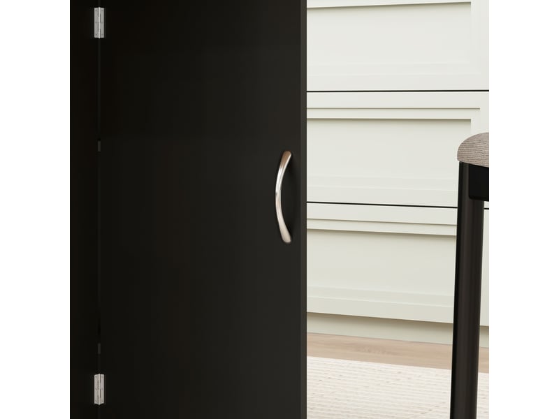 Table pliante mobile 2 étagères intégrées noir aspect chêne clair - Conforama D
