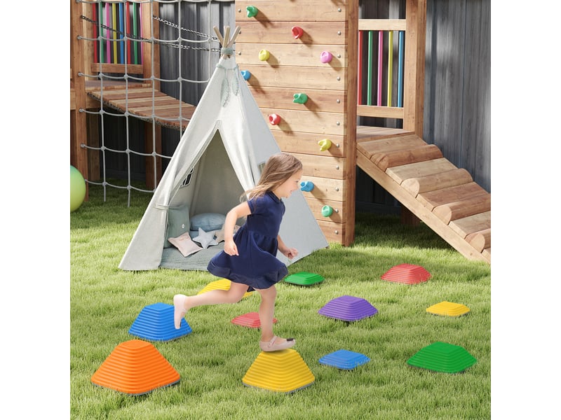  11 pièces pierres d'équilibre pour enfants parcours de motricité empilables et antidérapantes multicolore  - Conforama B