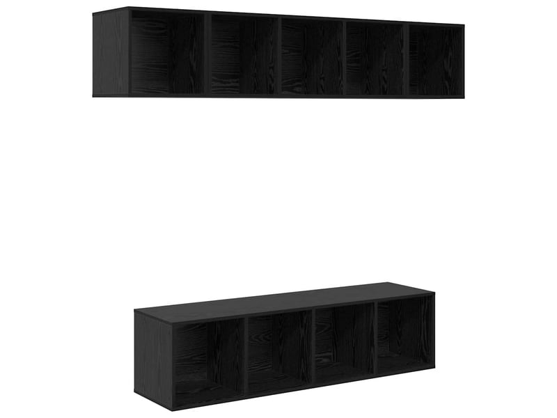  Ensemble meuble tv - banc tv - meuble de rangement 4 pcs chêne noir bois d'ingénierie  - Conforama A