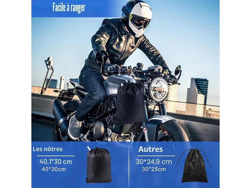 Housse de moto exterieur etanche 420d avec bandes réfléchissantes m 200x85x115cm - Conforama D