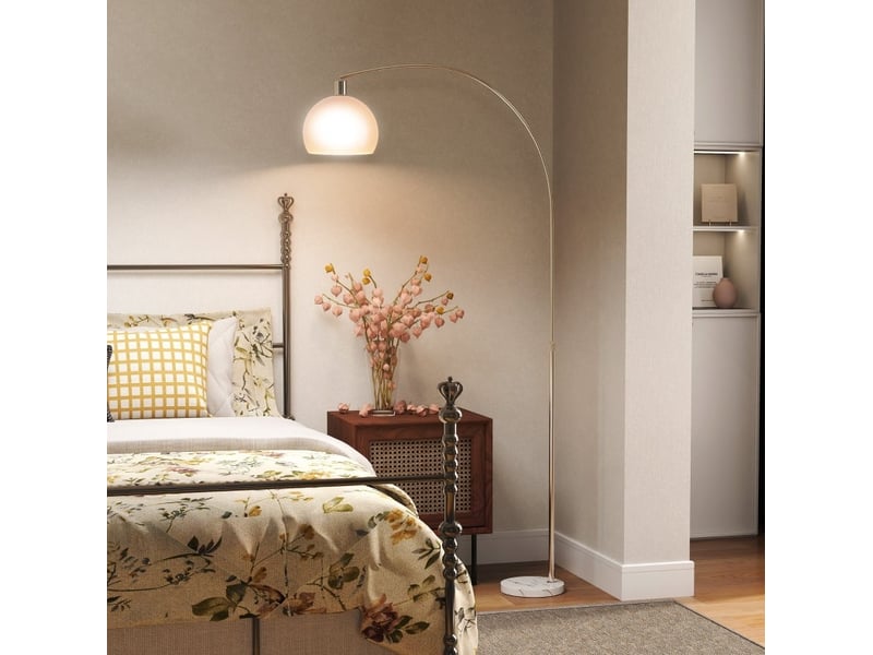  Lampadaire 90x26x180 cm en métal avec interrupteur au pied blanc chicfurn  - Conforama B