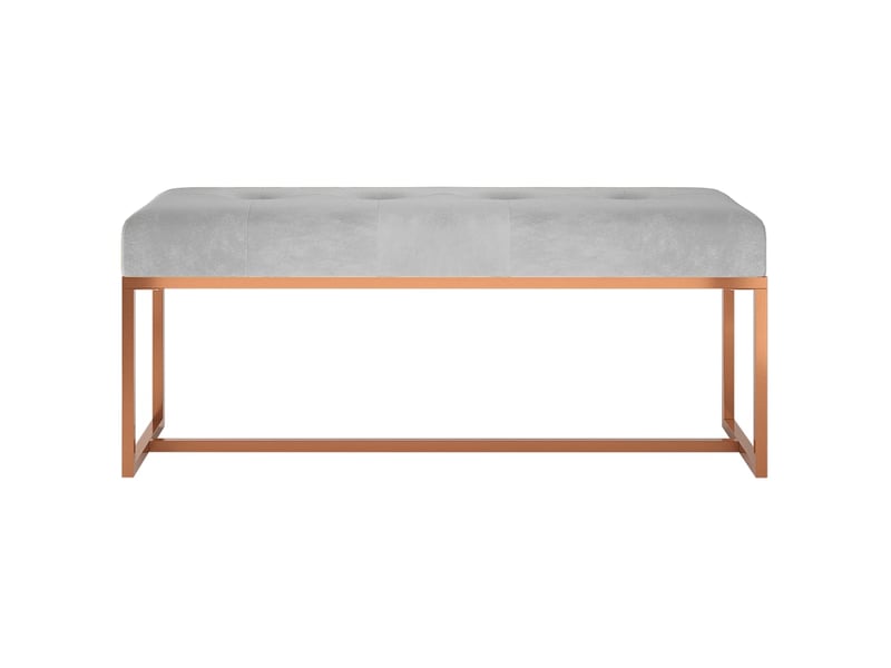  Banc chambre, banc de lit gris 110x36x45 cm velours  - Conforama C