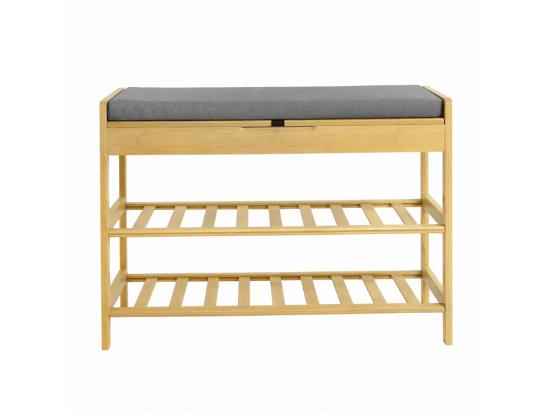  Banc à chaussures avec coffre et 2 étagères en bambou 68x30x50 cm T5828P513663 - Conforama A