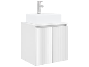 Vanité de lavabo mural, meuble de rangement blanc 49.5x41x62.5 cm shl155