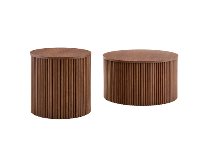  Tables basses gigognes - design colonne romaine - 2 pièces - rangement intégré - grain de noyer - mdf haute qualité marron - Conforama A