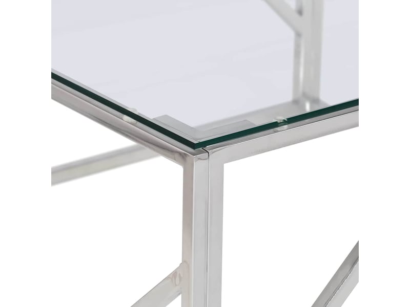  Table basse | table d'appoint salon argenté acier inoxydable et verre trempé shl8230  - Conforama E
