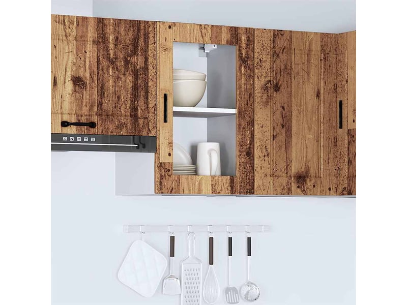 Armoire murale de cuisine avec porte en verre porto vieux bois shl7990 - Conforama C