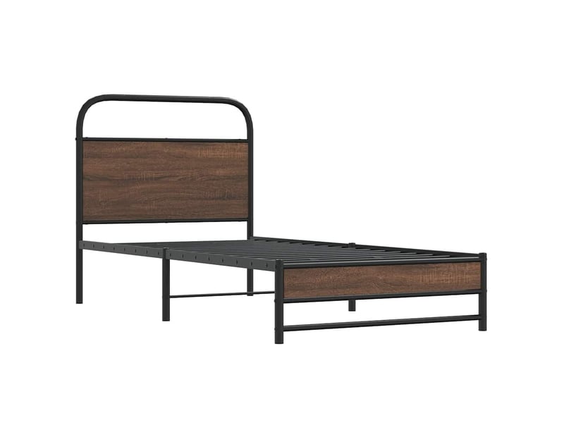 Lit simple- lit adulte -  cadre de lit sans matelas 100x200 cm chêne marron  - Conforama B