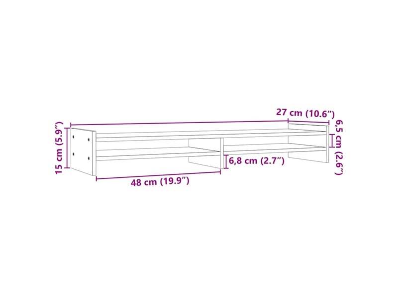  Support de moniteur table meuble bureau 100 x 27 x 15 cm bois de pin solide gris 02_0044846  - Conforama E