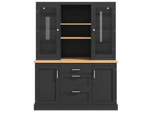 Buffet de cuisine avec led et 3 tiroirs en mdf noir 140x40x185 cm - pangivo