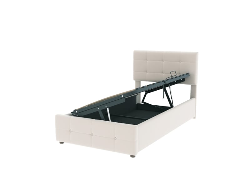  Lit enfant 90x200cm,lit coffre en velours avec tête de lit réglable en hauteur,ouvrant d'un côté,beige lit enfant beige - Conforama E