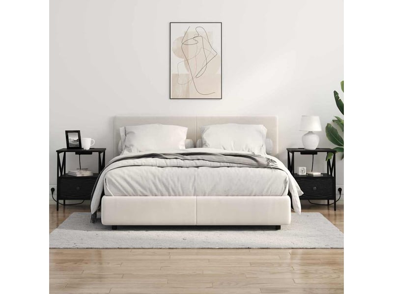  Table de chevet 2 pièces chêne noir 41,5 x 40,5 x 55 cm  - Conforama D