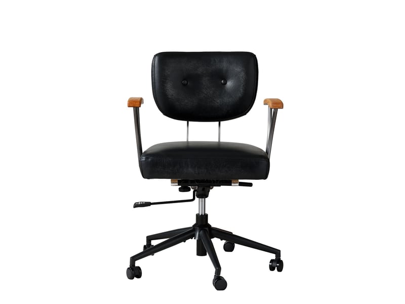  Fauteuil de bureau pivotant à roulettes en cuir noir 63 x 51 x 82 cm W5978P510297 - Conforama A