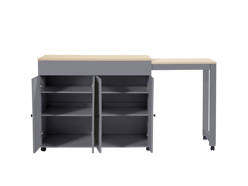  Table bar extensible gris 118-180 cm – 6 rangements, séparateur de pièce, salle à manger  - Conforama D