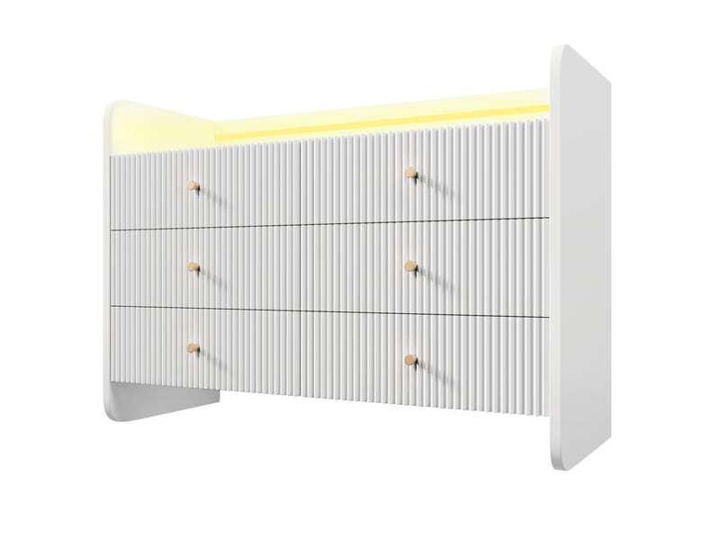  Buffet blanc 120 × 40 × 75 cm, 6 tiroirs rainurés et éclairage led IKSETERA TRADING LTD - Conforama W