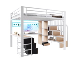 Lit mezzanine 140x200 cm <strong>HAUSS SPOLE</strong> <strong></strong> coloris blanc