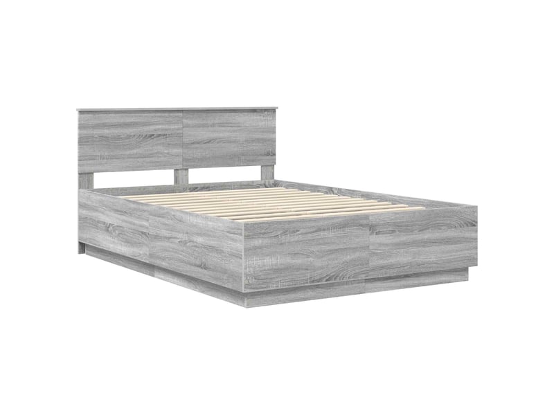 Lit double- lit adulte - cadre de lit sonoma gris 160 x 200 cm bois d'ingénierie - Conforama C