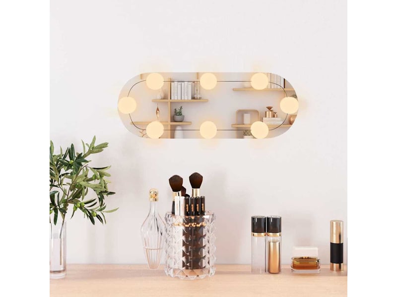  Miroir mural avec lumières led 15x40 cm verre ovale cf62814  - Conforama C