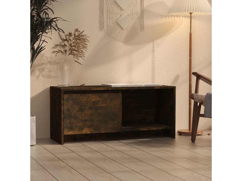  Meuble tv - banc tv - meuble de rangement chêne fumé 90x35x40 cm bois d'ingénierie  - Conforama B