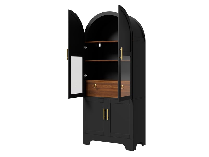 Buffet haut avec 4 portes, tiroir et led 76x40x180 cm, noir - Conforama R