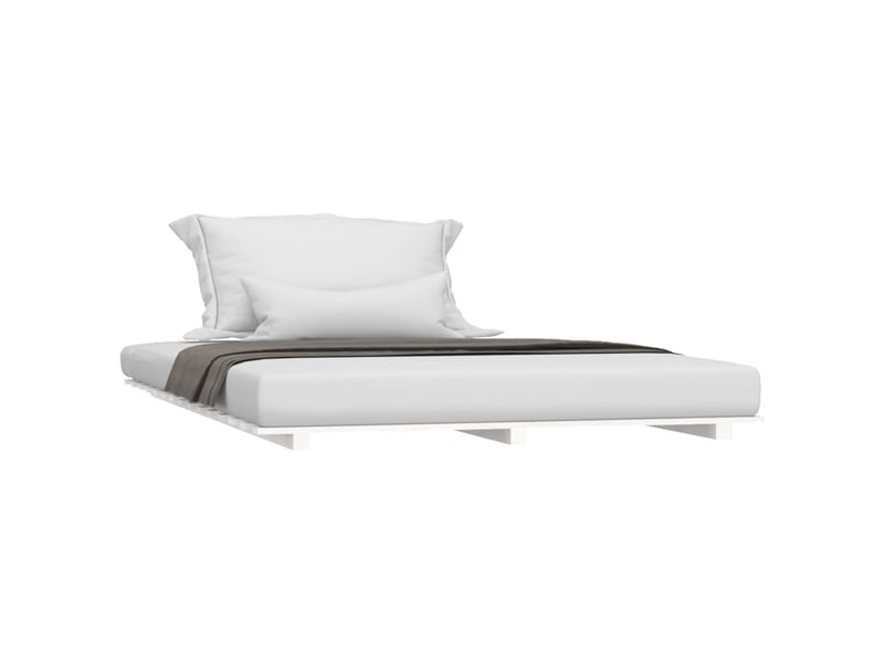  Lit double- lit adulte -  cadre de lit sans matelas blanc 120x200 cm bois de pin massif  - Conforama B