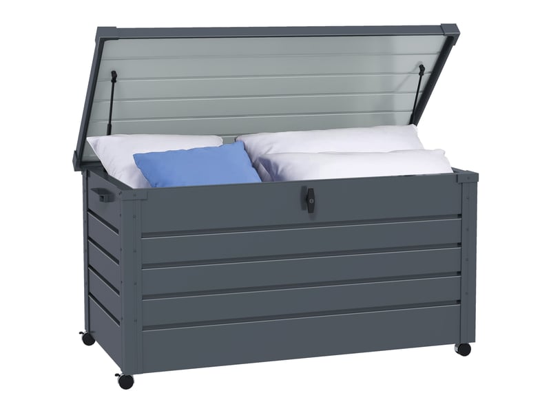 Coffre de jardin 311 l en acier galvanisé gris foncé 120 x 62 x 66 cm  - Conforama A