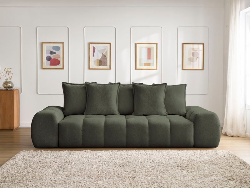  Bobochic canapé droit fixe 3 places everest tissu chiné vert EVEREST - Conforama D