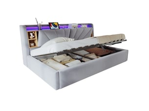 Lit coffre 90x200 cm OKWISH   coloris gris