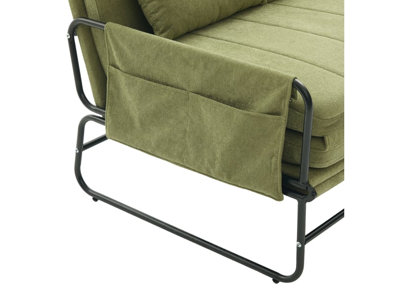  Canapé convertible 2 places 104*85*92cm en chenille avec poches latérales vert olive chicfurn  - Conforama E