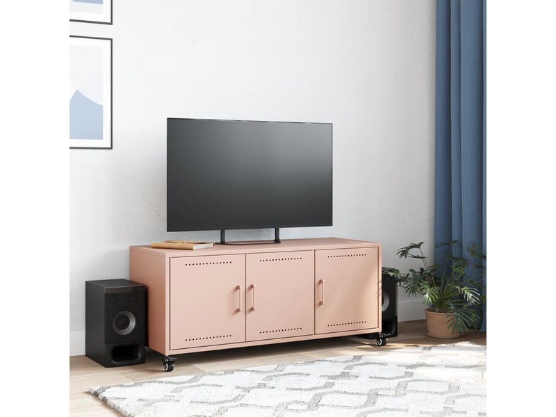  Meuble tv - banc tv - meuble de rangement rose 100,5x39x43,5 cm acier  - Conforama C