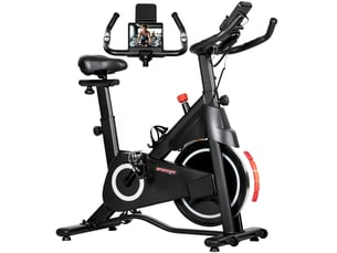 Vélo d'appartement, vélo d'exercice, résistance magnétique réglable, écran lcd, siège confortable, 108x51x116cm, blanc