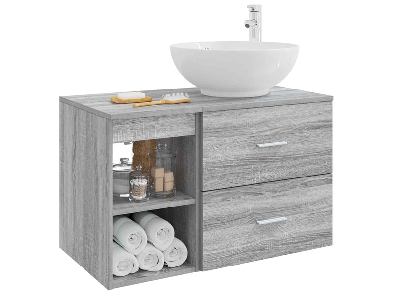  Ensemble de mobilier de salle de bain 2 pcs sonoma gris shl3472  - Conforama C