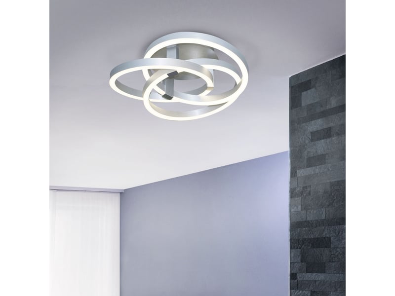  Naeve divora plafonnier semi-encastré à led intégré cct à intensité variable, aluminium, 2 800-6 800 k, télécommande  - Conforama E