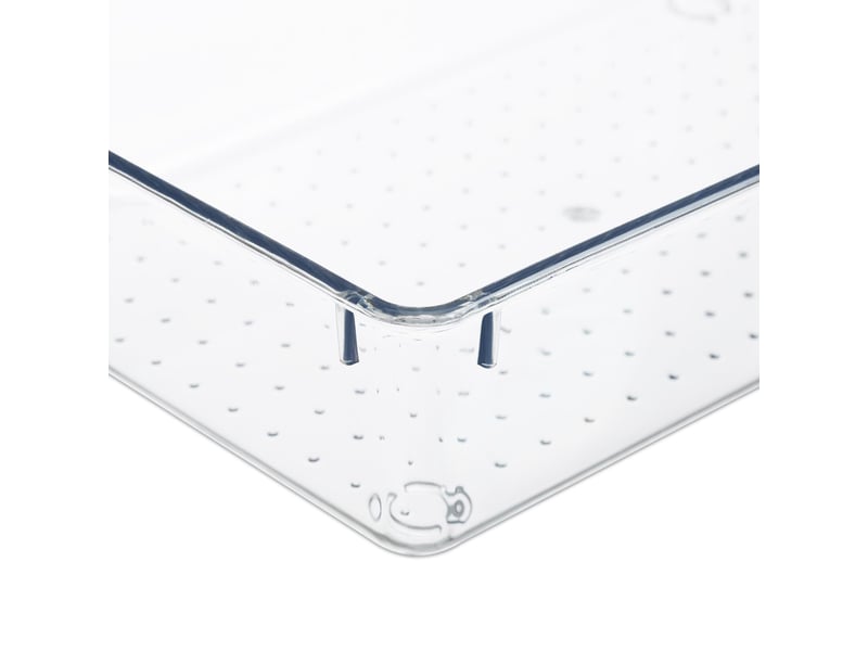  Lot de 1 bac de rangement transparent 3 compartiments amovibles salle de bain bureau 38 x 25 x 12 cm en plastique clair 13_0014634  - Conforama D