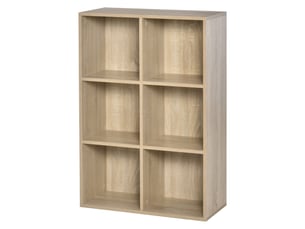 Étagère en bois à 3 niveaux avec 6 cubes de rangement pour salon, chambre, bureau, 65,5 x 30 x 97,5 cm, chêne